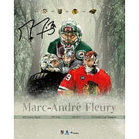 Photographie stylisée autographiée de 16" x 20" de Marc-André Fleury, Wild du Minnesota, à l'occasion de sa retraite dans la LNH
