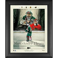 Collage de retraite de la LNH encadré de Marc-André Fleury, Wild du Minnesota, 13" x 16", avec un morceau de rondelle utilisée lors d'un match de la saison 2024-25 - Édition limitée à 229 exemplaires