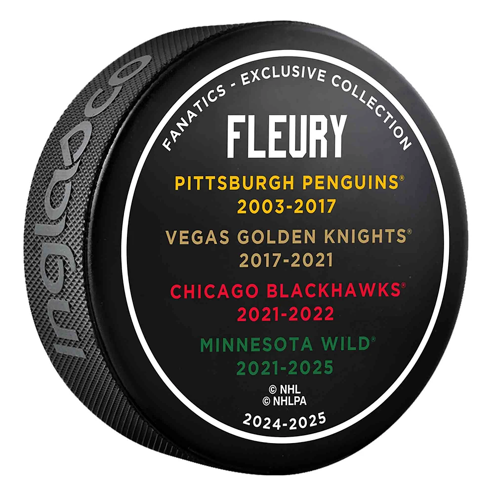 Rondelle de hockey de la LNH Marc-André Fleury, Wild du Minnesota, Inglasco - Édition limitée de 2025