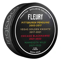 Rondelle de hockey de la LNH Marc-André Fleury, Wild du Minnesota, Inglasco - Édition limitée de 2025