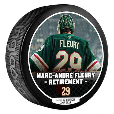 Rondelle de hockey de la LNH Marc-André Fleury, Wild du Minnesota, Inglasco - Édition limitée de 2025