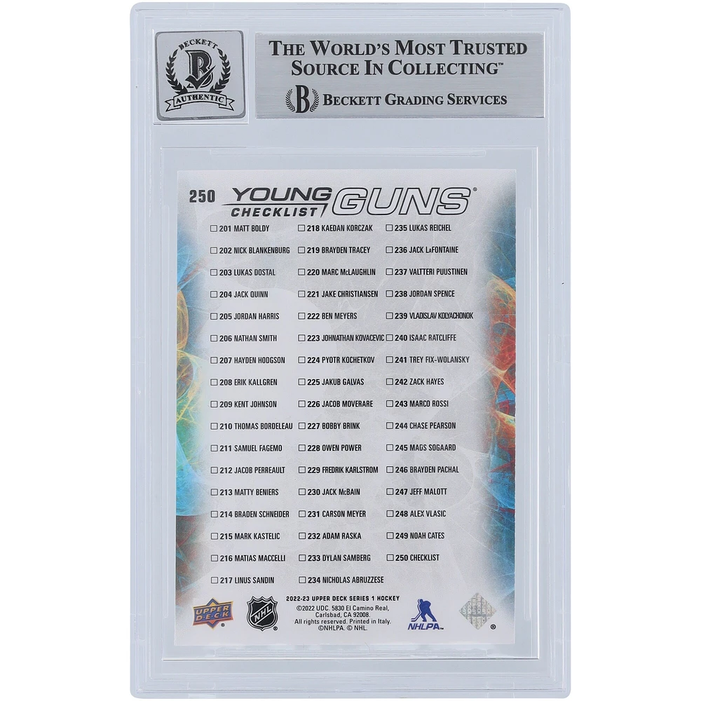 Matthew Boldy & Marco Rossi Minnesota Wild Autographed 2022-23 Upper Deck Series 1 Young Guns Checklist #250 Beckett Fanatics Witnessed Authenticated / Rookie Card