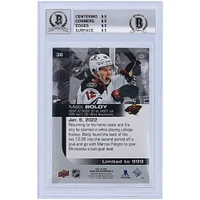 Matthew Boldy Minnesota Wild Autographed 2021-22 Upper Deck Game Dated Moments Rookie Debut #36 Beckett Fanatics Witnessed Authenticated /10 Card