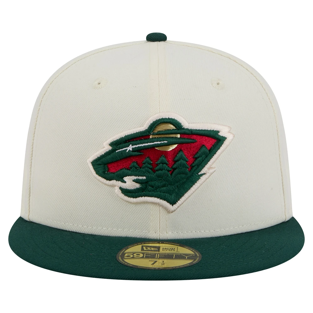 Casquette ajustée bicolore chromée blanche Minnesota Wild 59FIFTY de New Era pour homme