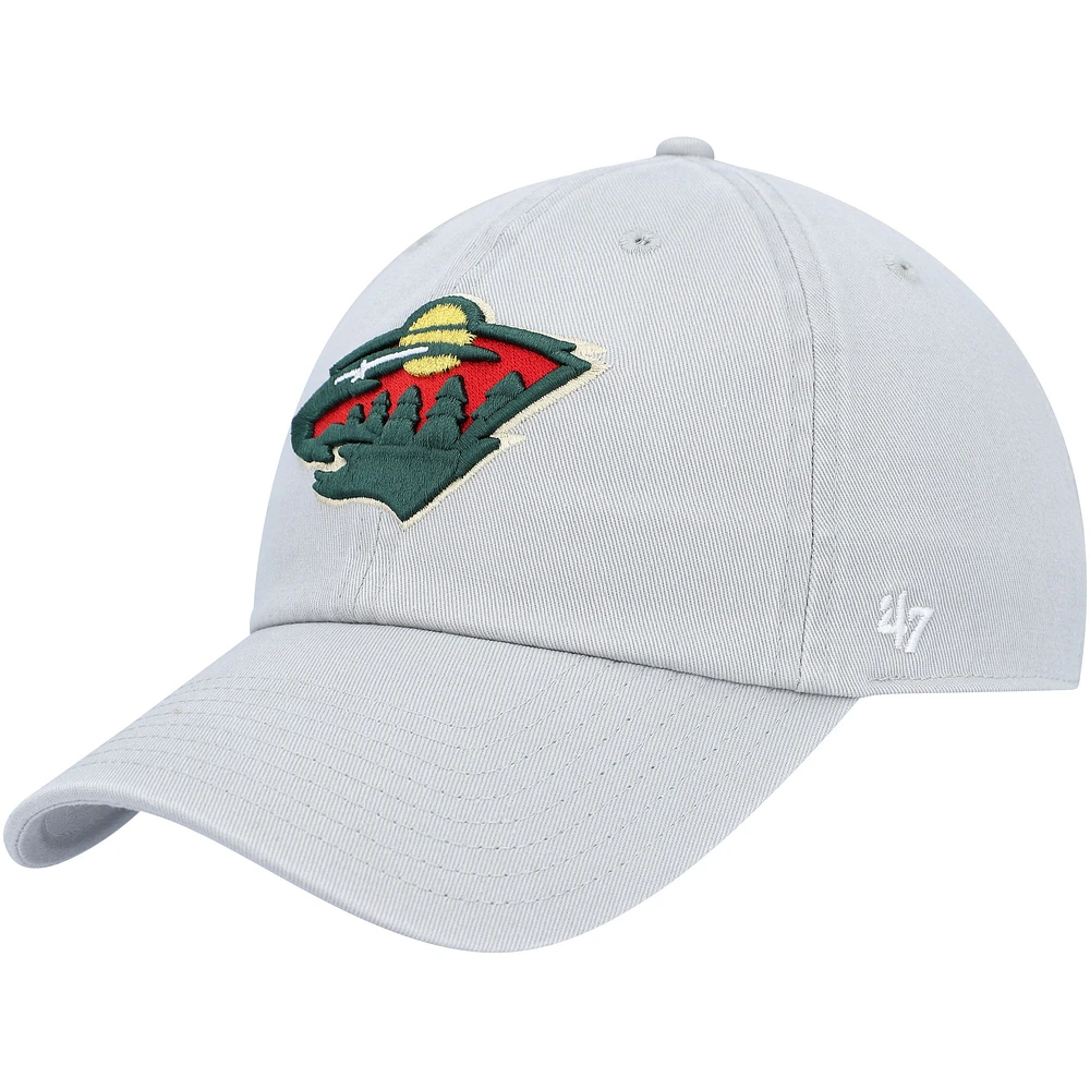 Men's '47 Gray Minnesota Wild Clean Up Adjustable Hat