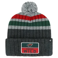 Men's '47 Gray Minnesota Wild Stack Patch Cuffed Knit Hat with Pom