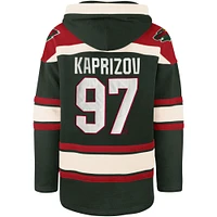 Men's '47 Kirill Kaprizov Green Minnesota Wild Player Name & Number Lacer Pullover Hoodie