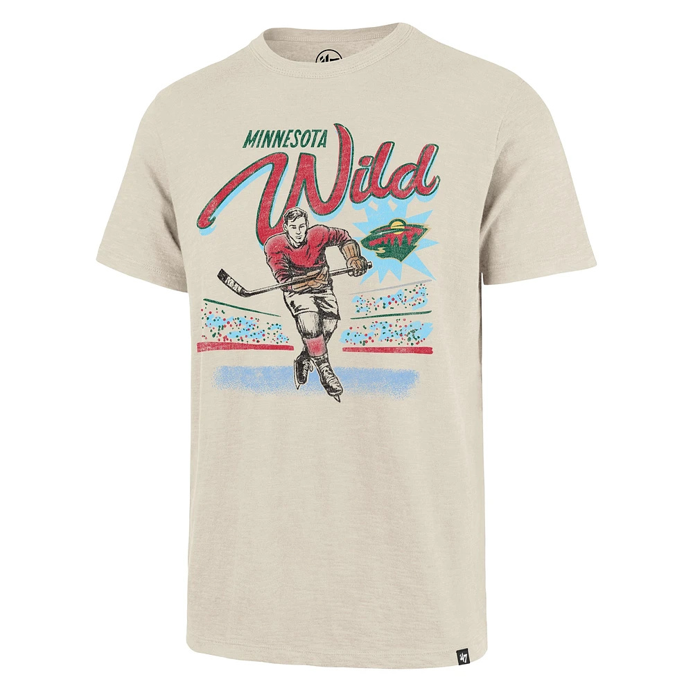 Men's '47  Natural Minnesota Wild Hockey Player Golden Age Scrum T-Shirt