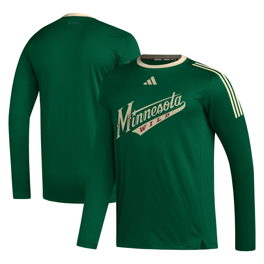 Men's adidas Green Minnesota Wild AEROREADY® Long Sleeve T-Shirt