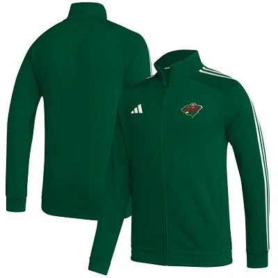 Veste de survêtement zippée Minnesota Wild Raglan adidas pour hommes, verte