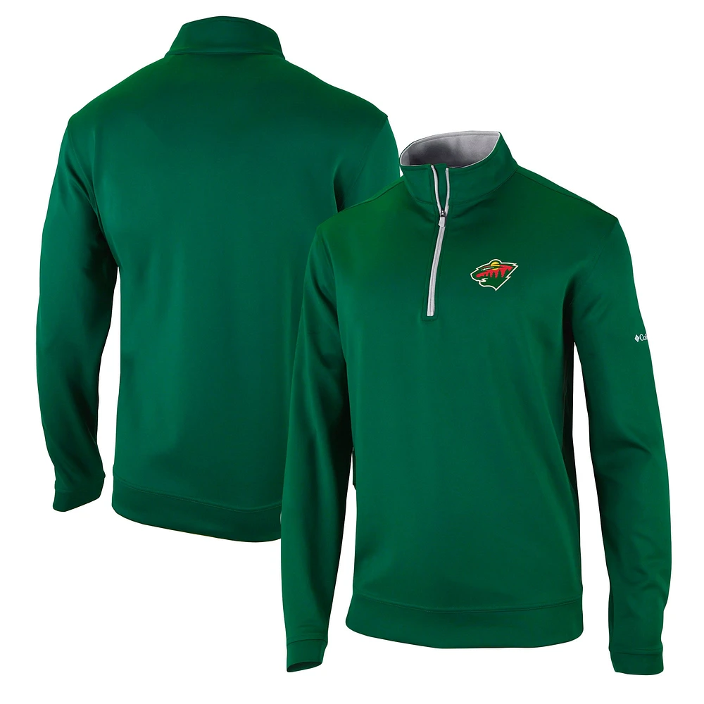 Veste Columbia Green Minnesota Wild Wickham Hills Omni-Wick Quarter-Zip pour hommes