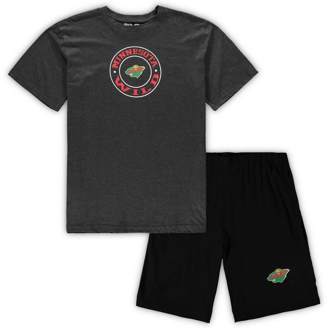 Ensemble de nuit pour homme Concepts Sport noir/anthracite chiné Minnesota Wild Big & Tall T-shirt et short