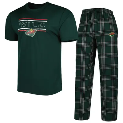 Minnesota Wild Concepts Sport Badge T-Shirt & Pants Sleep Set - Green/Black