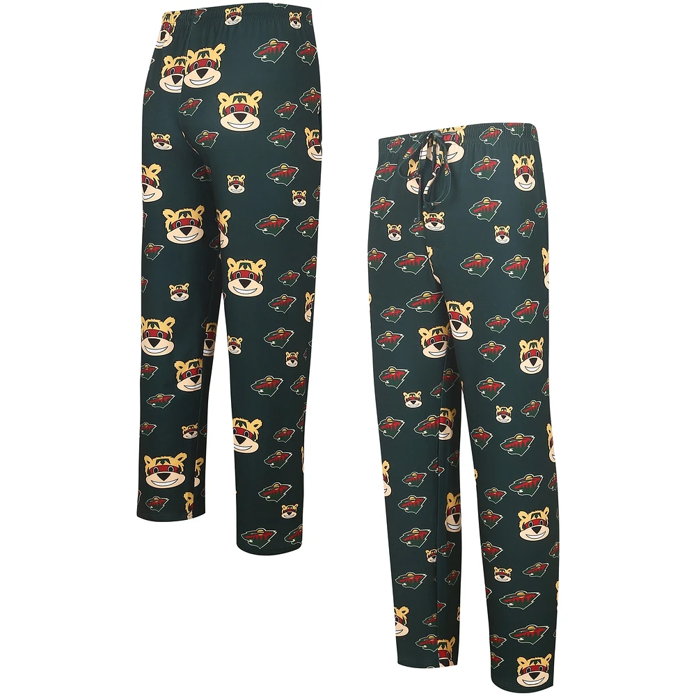 Men's Concepts Sport Green Minnesota Wild Gauge Allover Print Knit Sleep Pants