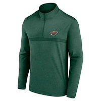 Men's  Dark Heather Green Minnesota Wild Head-to-Head Raglan Quarter-Zip Top