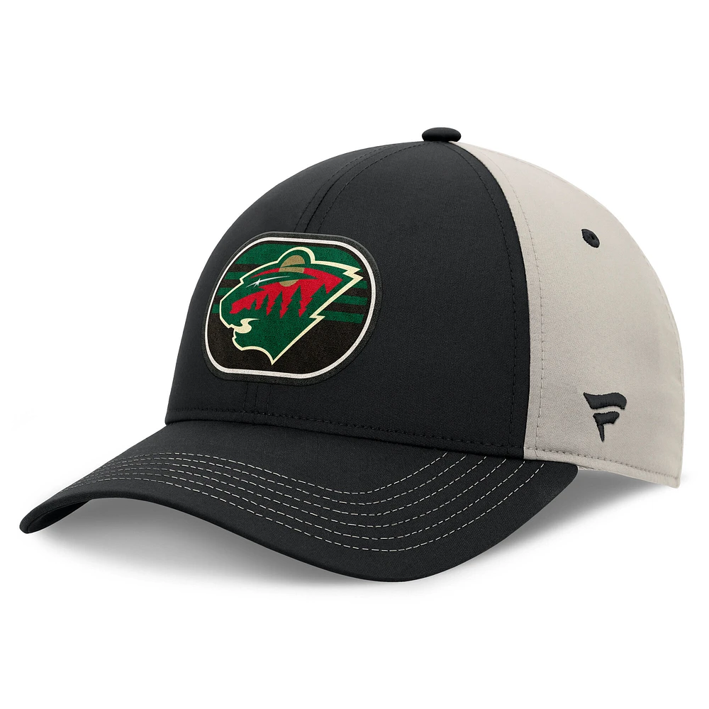 Men's  Fanatics  Black/Gray Minnesota Wild 2025 Stanley Cup Playoffs Locker Room Trucker Adjustable Hat