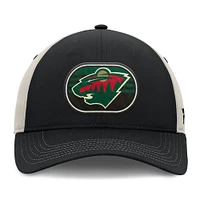 Men's  Fanatics  Black/Gray Minnesota Wild 2025 Stanley Cup Playoffs Locker Room Trucker Adjustable Hat