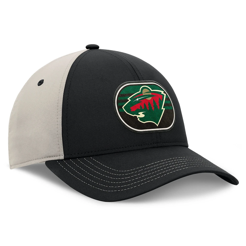 Men's  Fanatics  Black/Gray Minnesota Wild 2025 Stanley Cup Playoffs Locker Room Trucker Adjustable Hat