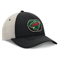 Men's  Fanatics  Black/Gray Minnesota Wild 2025 Stanley Cup Playoffs Locker Room Trucker Adjustable Hat