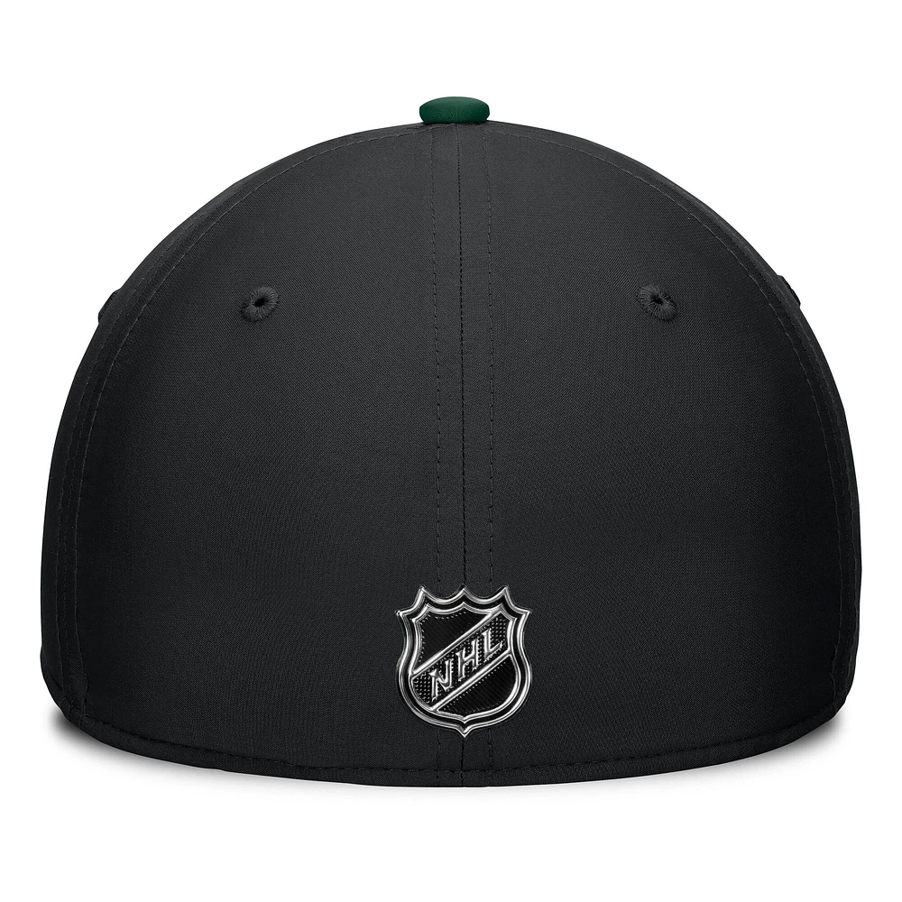 Casquette Fanatics noire/verte pour homme Minnesota Wild Authentic Pro Rink Flex