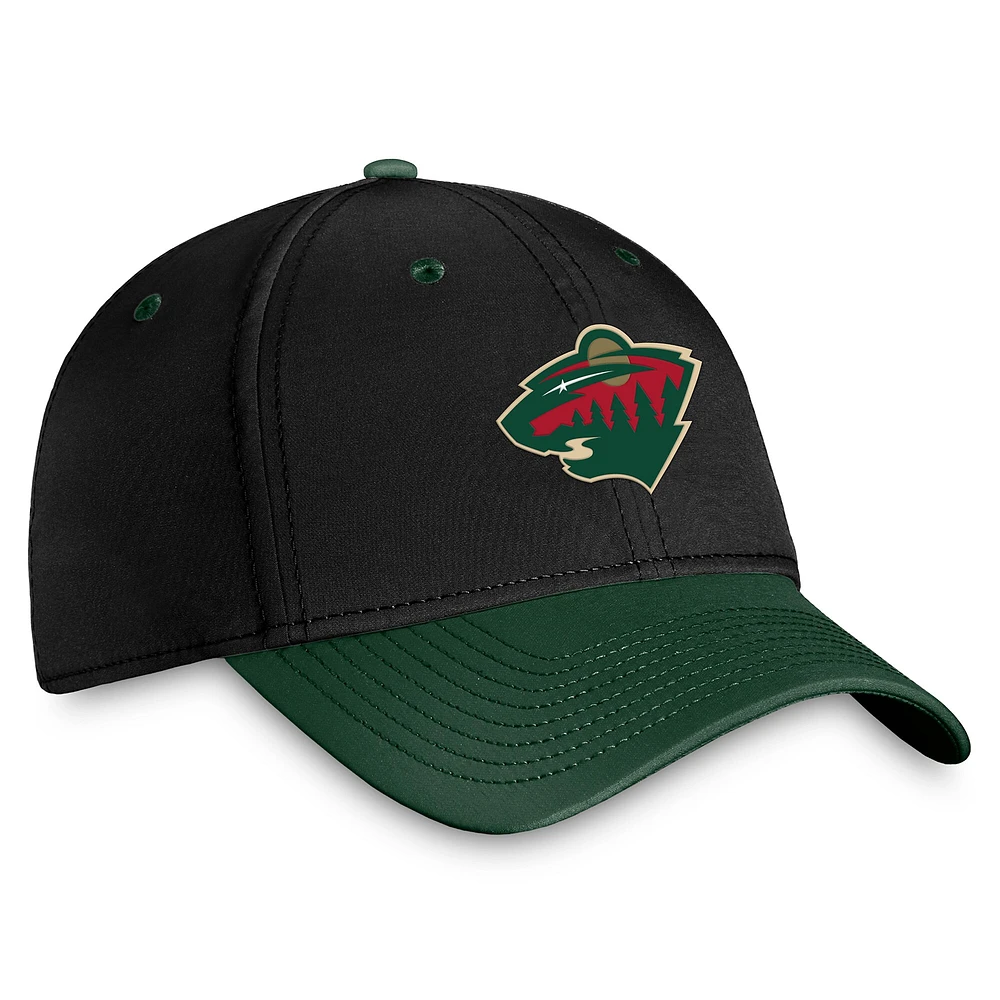 Casquette flexible bicolore Minnesota Wild Authentic Pro Rink Fanatics pour hommes, noir/vert