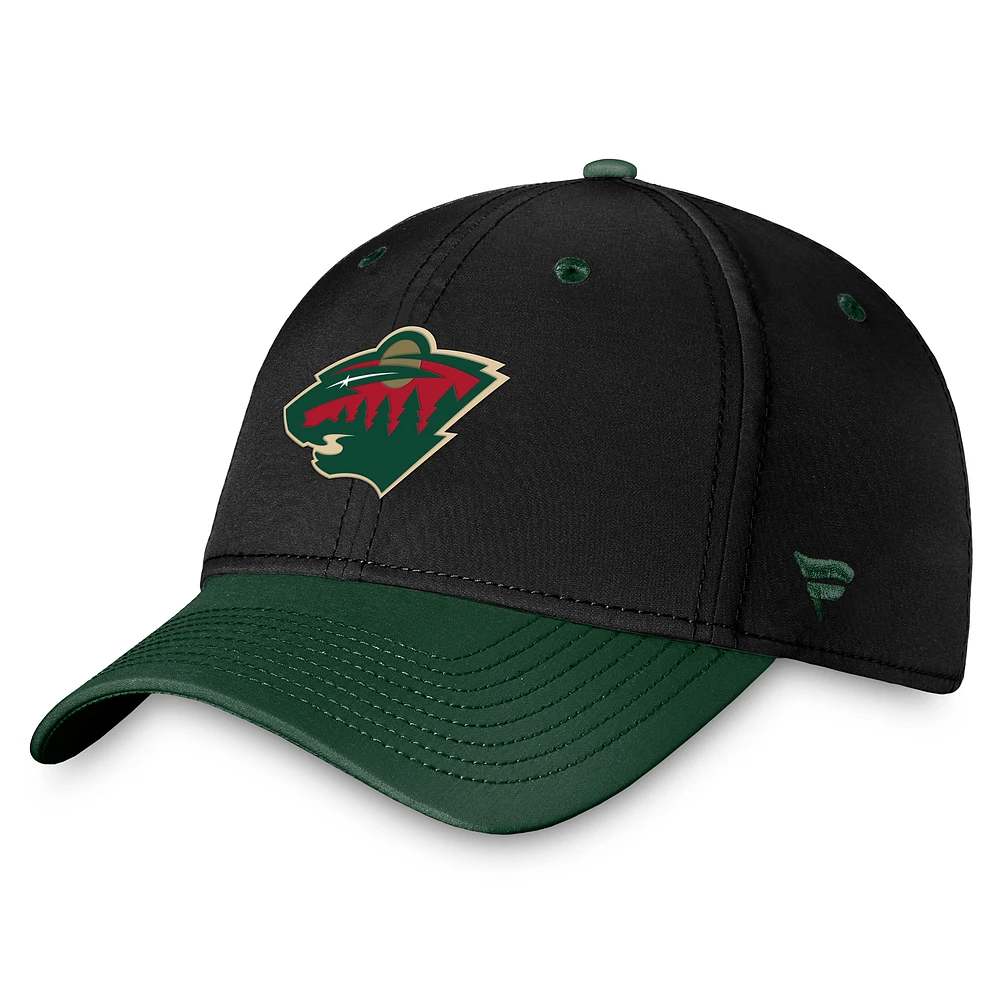 Casquette flexible bicolore Minnesota Wild Authentic Pro Rink Fanatics pour hommes, noir/vert