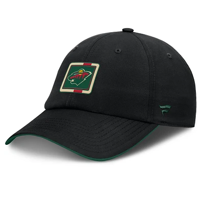 Casquette ajustable en ripstop authentique pour homme Fanatics noir/vert Minnesota Wild