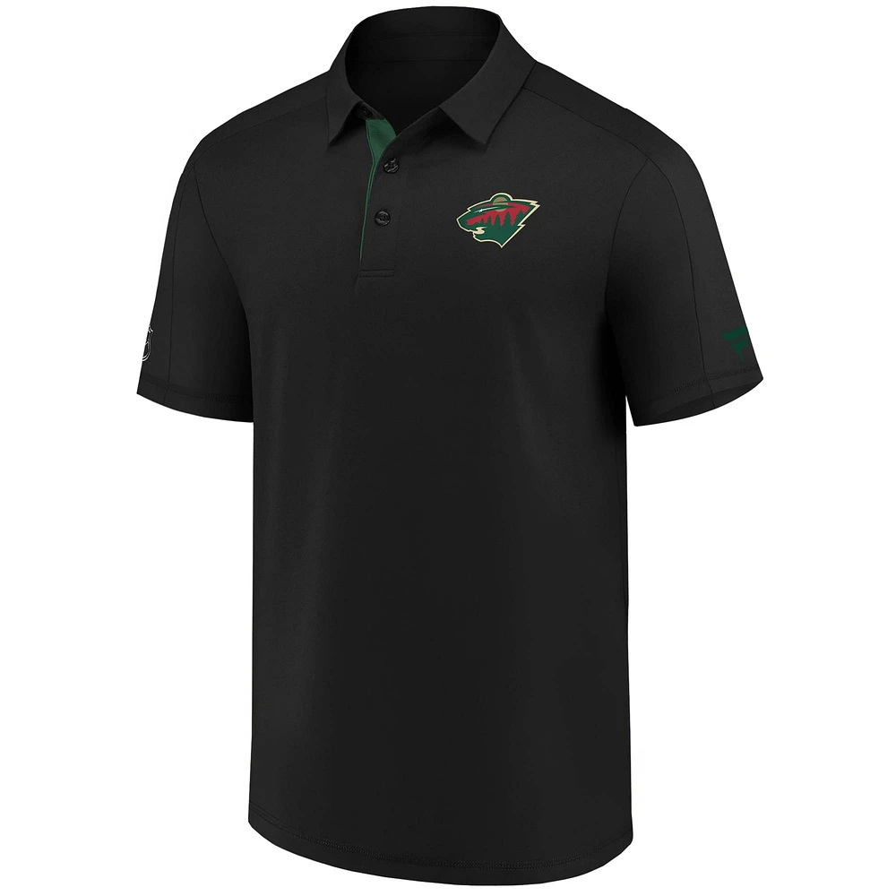 Polo noir Minnesota Wild Authentic Pro Locker Room Fanatics pour hommes