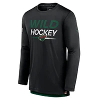 T-shirt noir à manches longues Fanatics Minnesota Wild Authentic Pro pour hommes