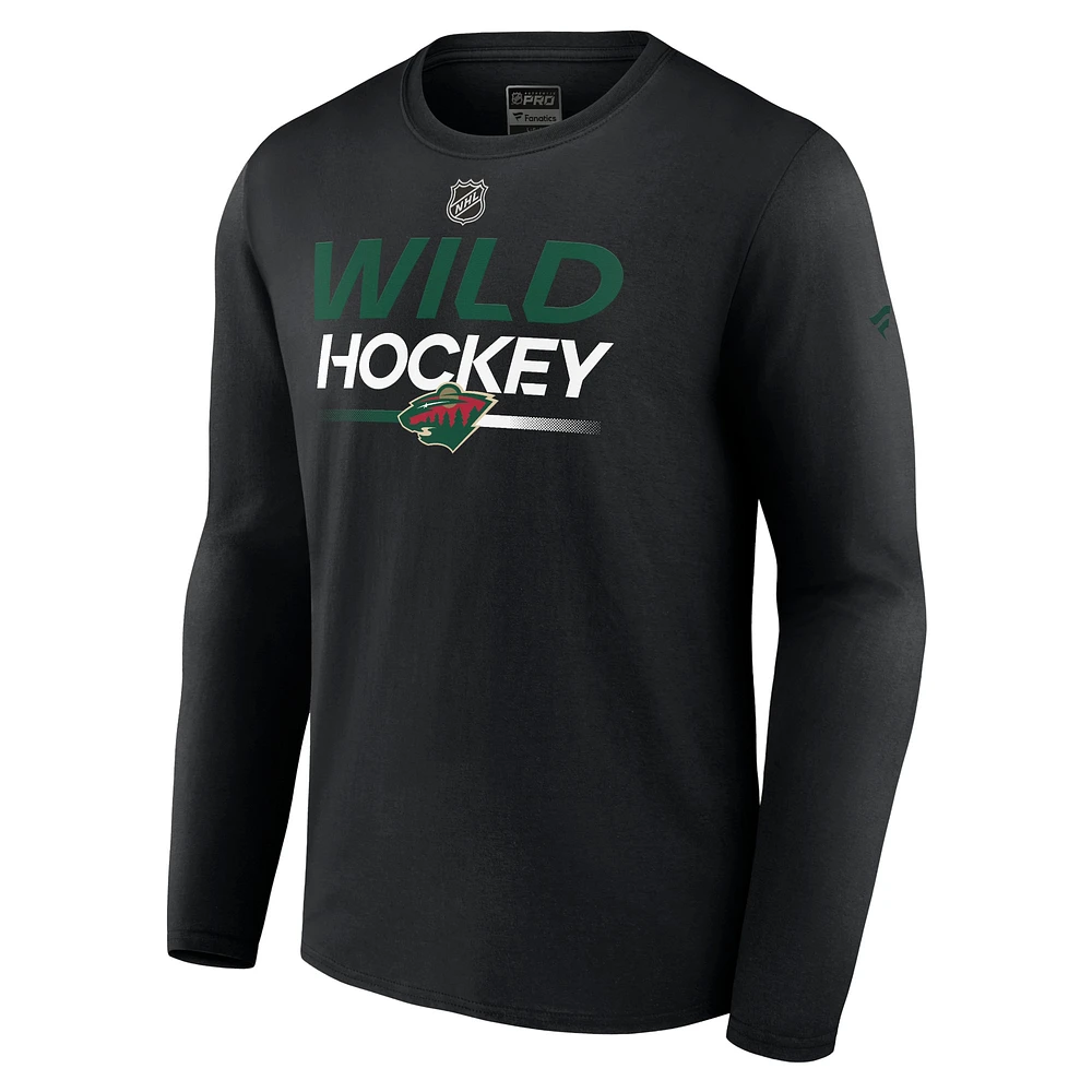 Men's Fanatics  Black Minnesota Wild Authentic Pro Primary Long Sleeve T-Shirt