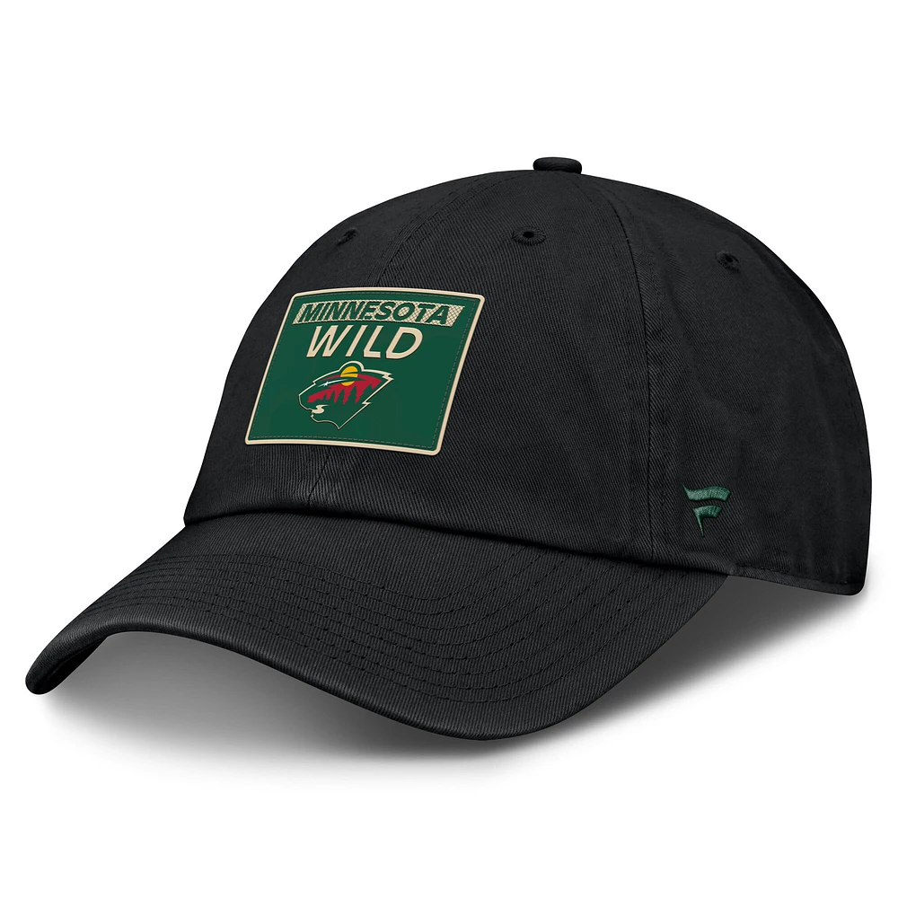 Casquette ajustable authentique Pro Prime noire Minnesota Wild Fanatics pour homme