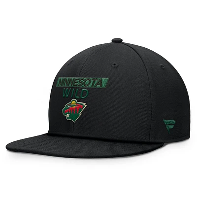 Casquette snapback authentique Pro Prime noire Minnesota Wild Fanatics pour homme