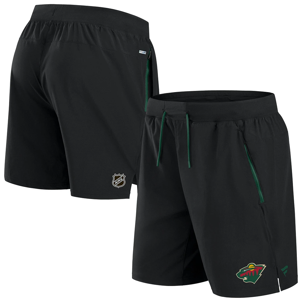 Short de performance authentique Pro Rink noir Minnesota Wild Fanatics pour homme