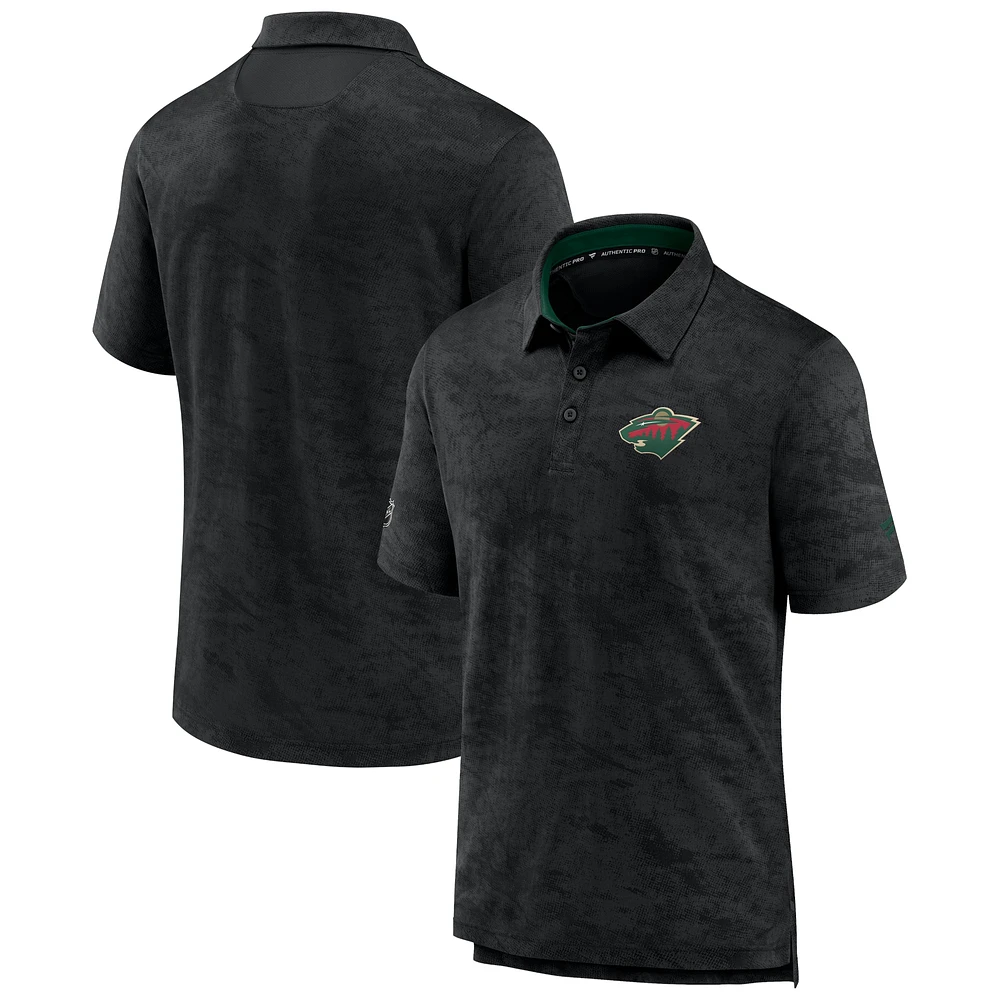 Polo noir Minnesota Wild Authentic Pro Rink Fanatics pour hommes