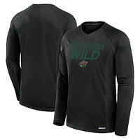 Men's Fanatics Black Minnesota Wild Authentic Pro Rink Tech Long Sleeve T-Shirt