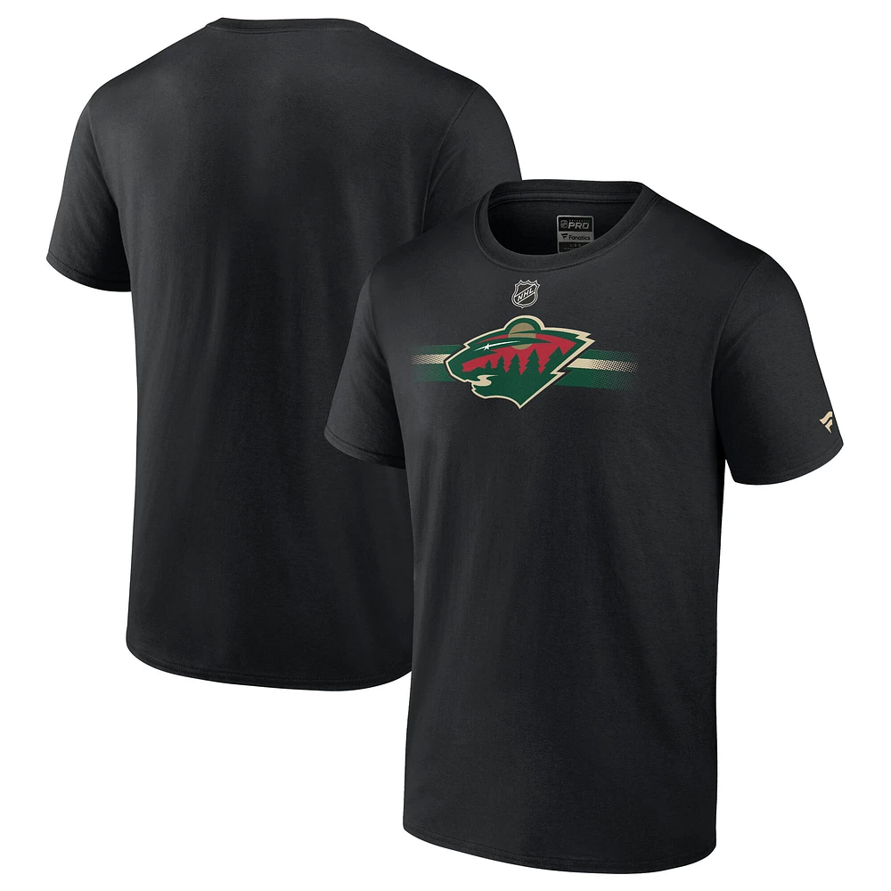 Men's Fanatics Black Minnesota Wild Authentic Pro Secondary Logo T-Shirt