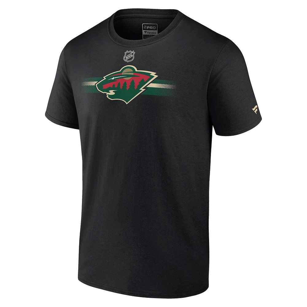 Men's Fanatics Black Minnesota Wild Authentic Pro Secondary Logo T-Shirt