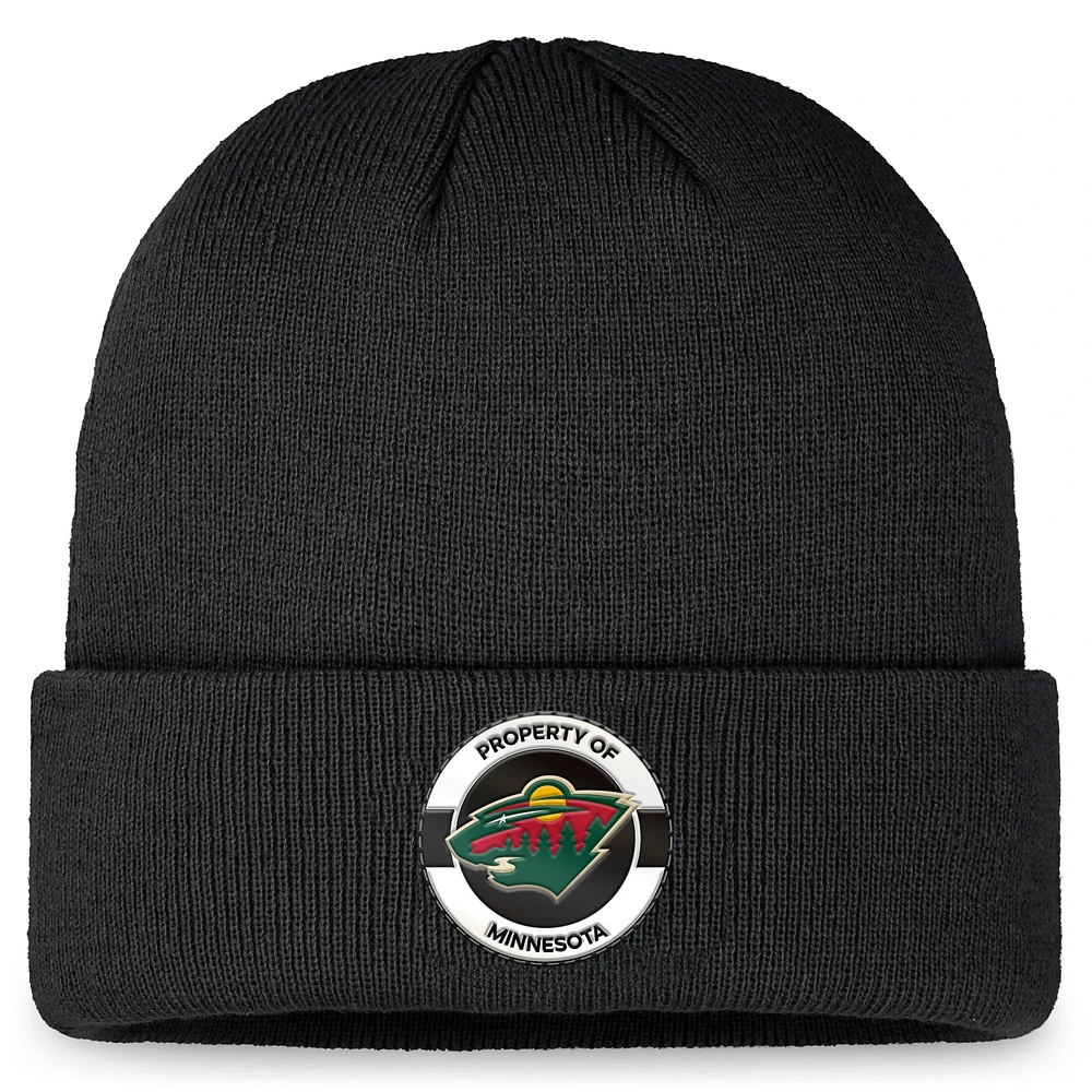 Bonnet en tricot à revers Minnesota Wild Authentic Pro Training Camp Fanatics pour hommes noir