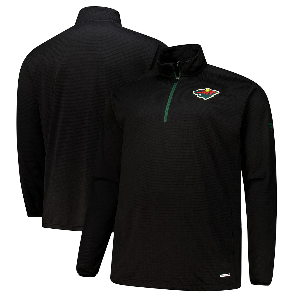 Haut à glissière quart de tour Authentic Pro Fanatics noir Minnesota Wild Big & Tall pour homme