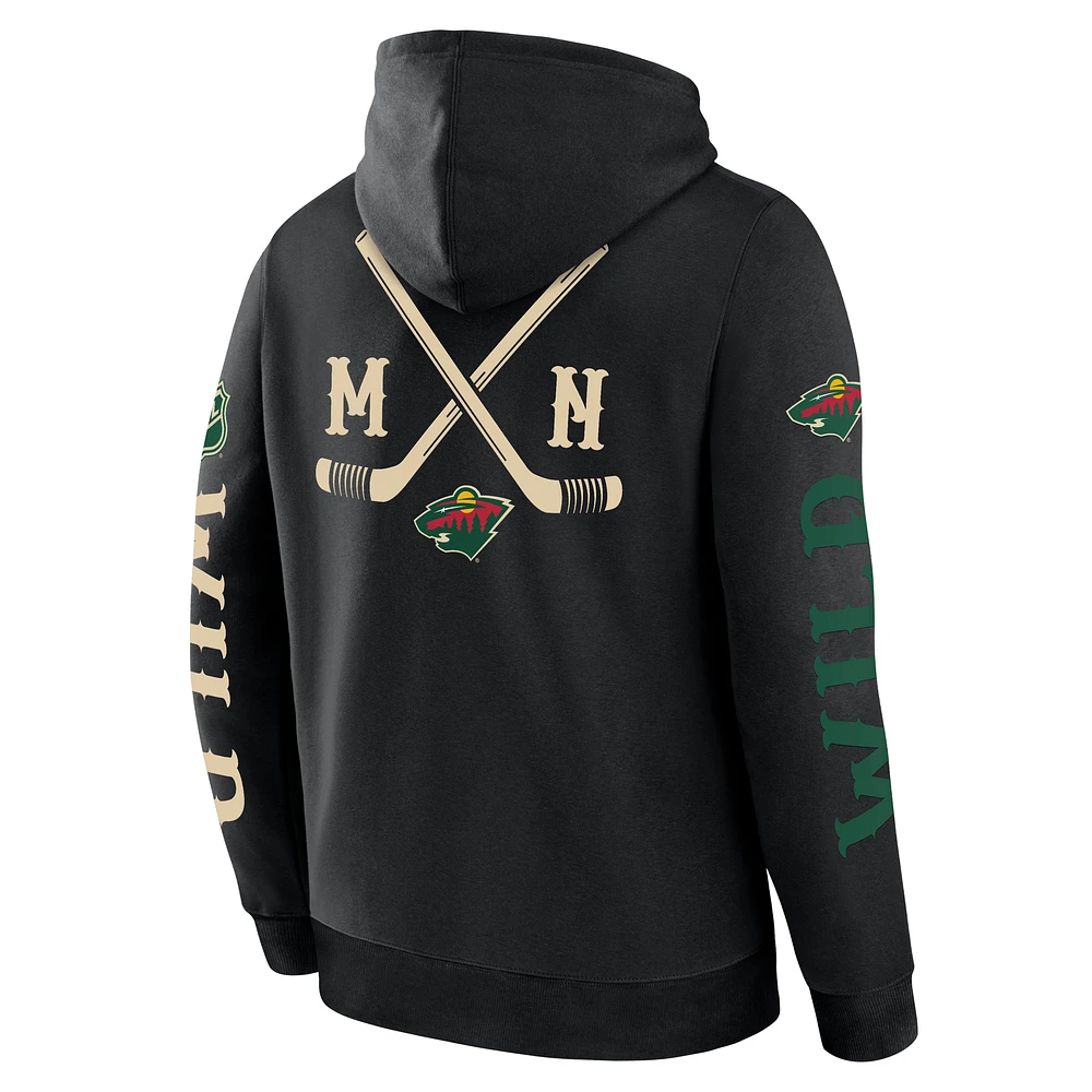 Sweat à capuche en polaire noir Minnesota Wild Big City Legacy pour homme Fanatics