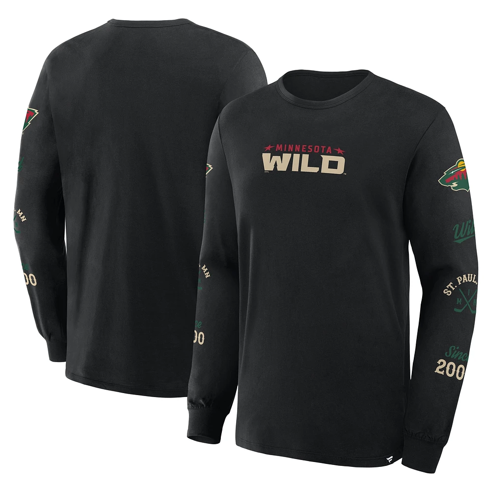 T-shirt à manches longues noir pour homme Fanatics Minnesota Wild Boxed Legacy