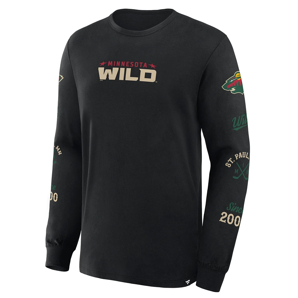 T-shirt à manches longues noir pour homme Fanatics Minnesota Wild Boxed Legacy