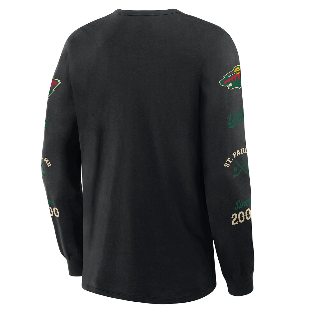 T-shirt à manches longues noir pour homme Fanatics Minnesota Wild Boxed Legacy