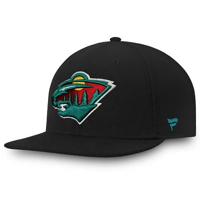 Men's Fanatics Black Minnesota Wild Core Fitted Hat