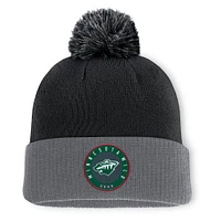 Men's Fanatics  Black Minnesota Wild Cuffed Knit Hat with Pom