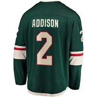 Men's Fanatics Calen Addison Green Minnesota Wild Home Breakaway Player Jersey