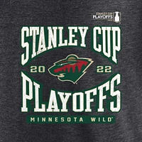 T-shirt enveloppant des séries éliminatoires de la Coupe Stanley 2022 du Wild Minnesota Fanatics Charcoal pour hommes