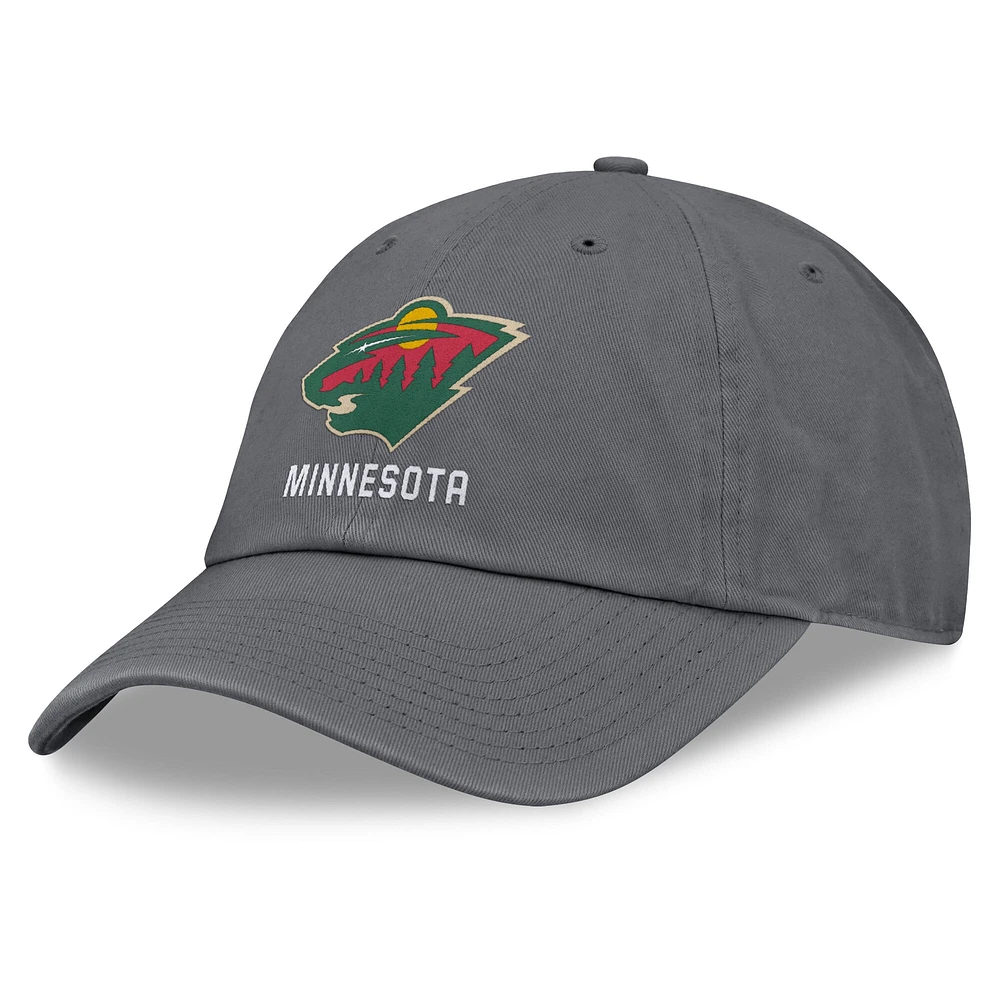 Casquette ajustable délavée pour hommes Fanatics Anthracite Minnesota Wild