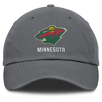 Casquette ajustable délavée pour hommes Fanatics Anthracite Minnesota Wild