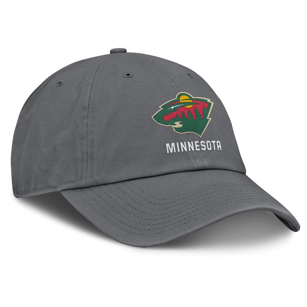 Men's Fanatics Charcoal Minnesota Wild Washed Adjustable Hat